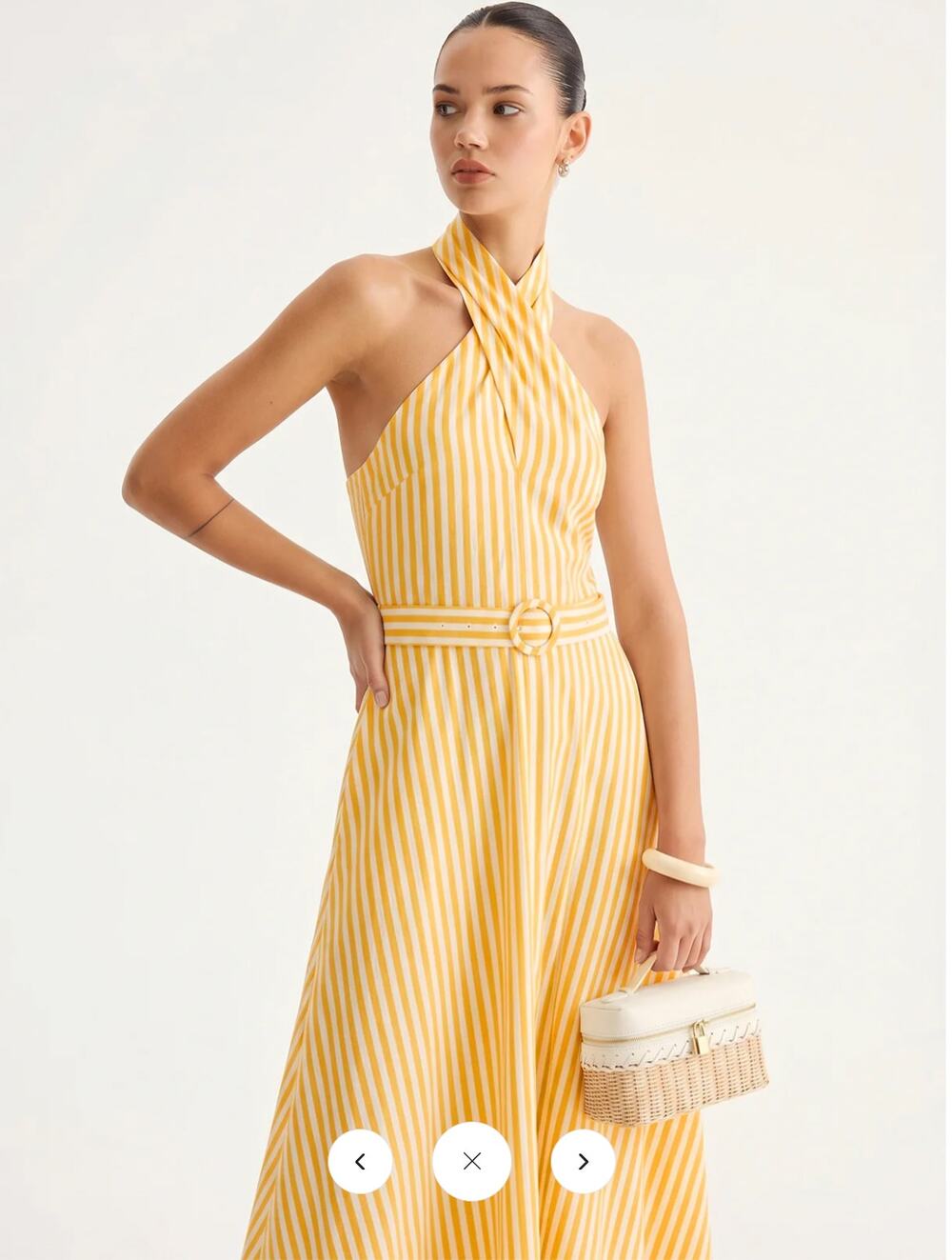 NWT Commense Striped Halter Belted Maxi Dress Sz M